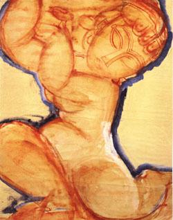 Amedeo Modigliani Rose Caryatid with Blue Border